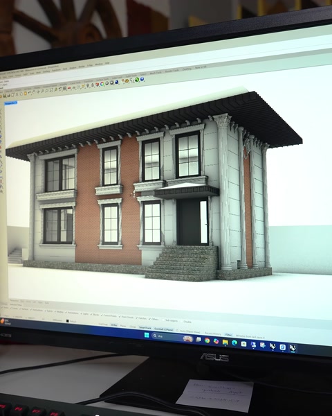 Modello solido 3D villa completato presentato sullo schermo