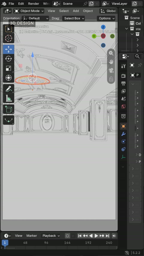 Architectural software displaying the wedding hall ceiling design model