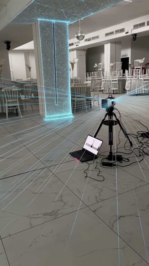 Digital scan overlay mapping a column and surrounding interior surfaces