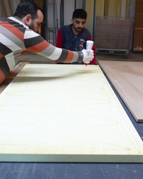 Measuring and marking dimensions on an MDF tabletop panel