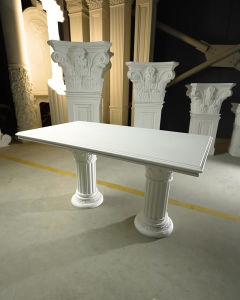 Completed polyurethane wedding table with decorative columns and top