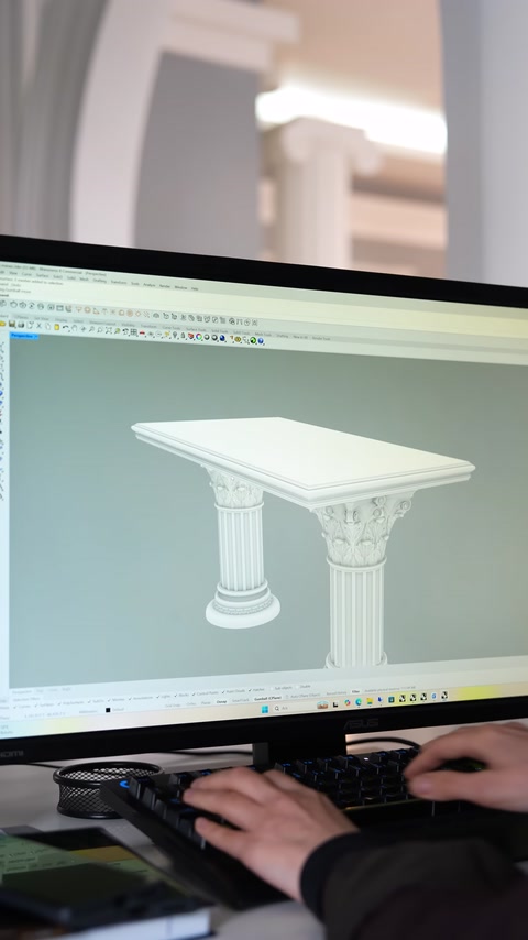 Rendering del modello 3D completato del tavolo nuziale con piano e gambe