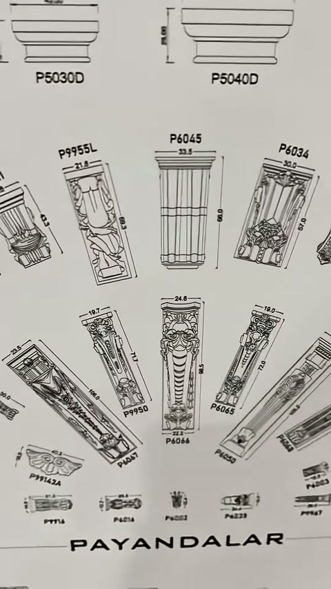 Le varietà di contrafforte e le sezioni di profilo superiore sono esposte nel pannello del catalogo