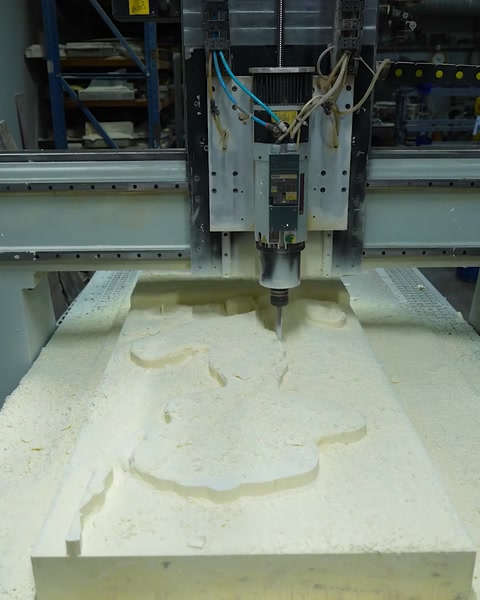 La macchina CNC inizia a incidere un rilievo dettagliato nel pannello