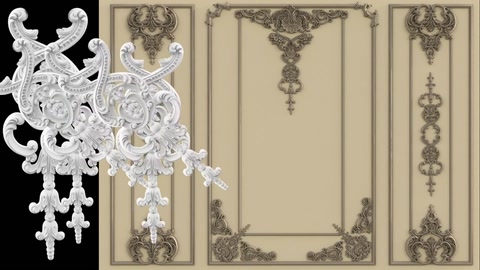 Various decorative ornament and motif options in different designs are presented