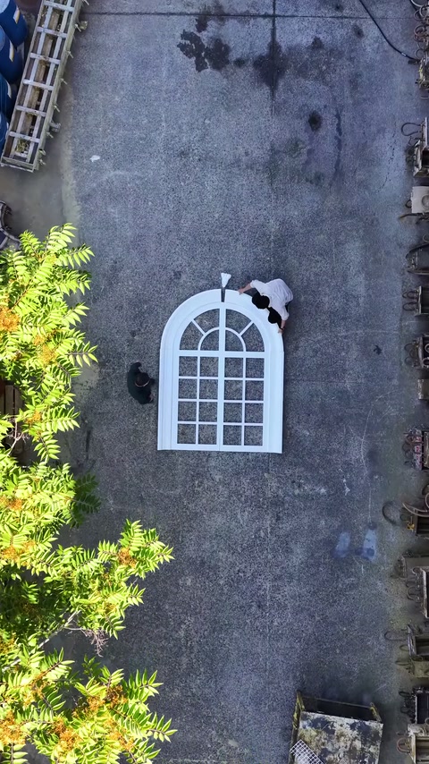 White surround layout around arched window being extended