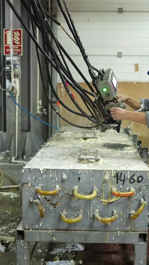 Stampi e attrezzature di produzione nell'officina vengono osservati da vicino