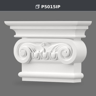 Klasik İyon Volütlü Poliüretan Pilaster Sütun Başlığı 62x212x145 mm