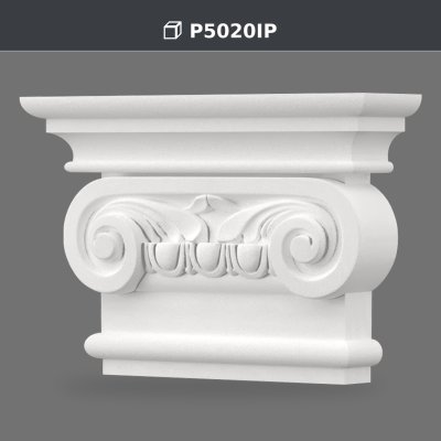 Capitello per Parasta in Poliuretano in Stile Classico Ionico