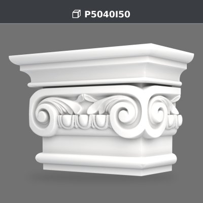 P5040I50 Poliüretan Pilaster Sütun İyonik Başlığı 30x60x41 cm, ürün fotoğrafı