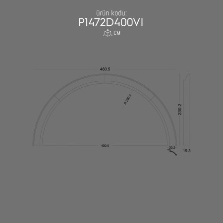 Polyurethane Round Curved Arch P1472D400VI Exterior and Window Decoration