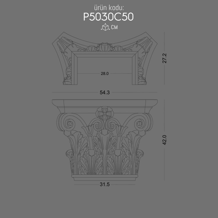 P5030C50 Pilaster Sütun Başlık POLURE 2026 FİYAT LİSTESİ