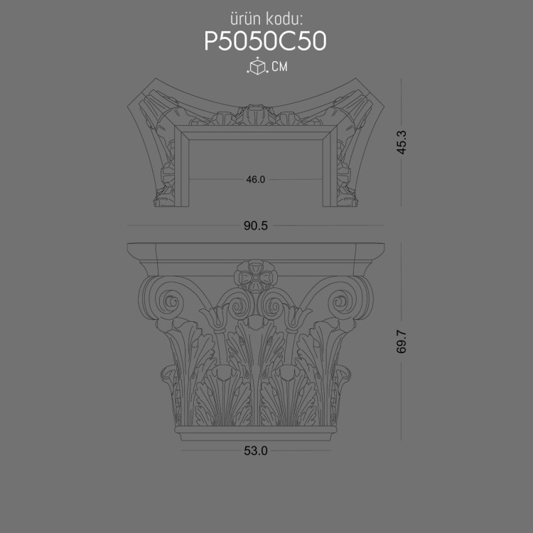 P5050C50 Pilaster Sütun Başlık POLURE 2026 FİYAT LİSTESİ