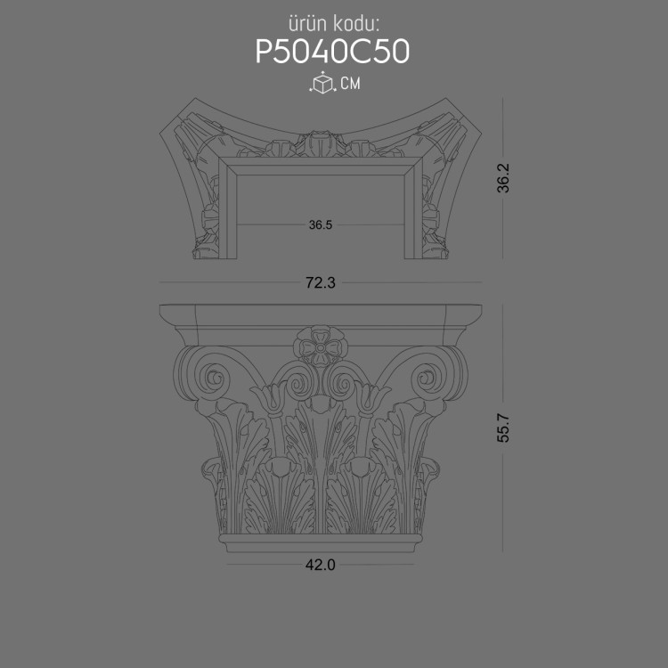 P5040C50 Pilaster Sütun Başlık POLURE 2026 FİYAT LİSTESİ