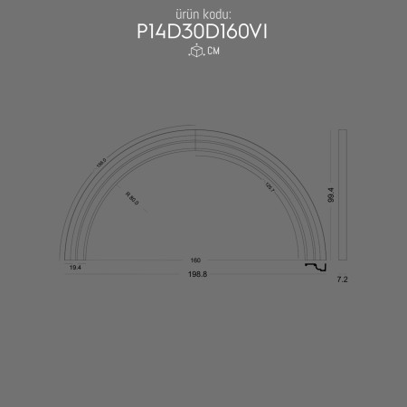 P14D30D160VI Poliüretan Dekorasyon Prekast Dış Cephe Dekoratif Desenli pencere kenarı Kemer Kavis Yuvarlak Arc Söve modelleri
