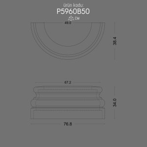 P5960B50 Sütun Alt Kaide Antik Yunan Mimari Tasarım