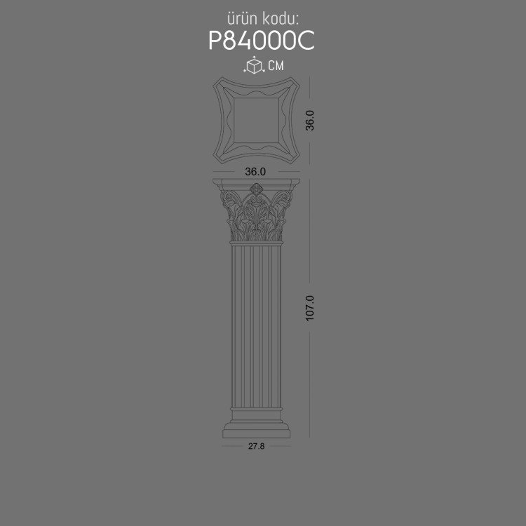 P84000C pilaster-short-roman-column POLURE 2026 FİYAT LİSTESİ