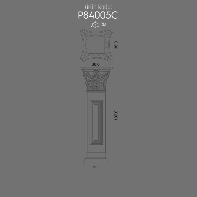 P84005C pilaster-short-roman-column POLURE 2026 FİYAT LİSTESİ