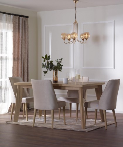 Modern classic villa dining ideas with polyurethane wall moulding <h2>Balancing Modern Simplicity with Classic Elegance</h2><p>This interior design highlights the integration of <strong>polyurethane moulding</strong> on plain walls, creating a refined frame effect that merges well with modern villa settings. The flat rectangular geometry enhances the vertical lines of the space while giving a timeless classical accent.</p><p>The dining table is made of light-toned wood with clean lines, paired with upholstered chairs in muted beige fabric. Their softness contrasts with the rigid linear design of the table, providing comfort without disrupting the structured aesthetic.</p><h2>The Role of Details in Villa Interiors</h2><p>The chandelier, designed with golden metal lines and warm glass spheres, adds a luxurious yet understated element. Positioned above the minimalist table setting, it balances modern geometry with delicate classic flair. The neutral curtains, layered with sheer and textured fabric, allow natural light diffusion and emphasize calm sophistication.</p><p>The rug under the table has subtle tonal patterns, reinforcing geometric harmony and giving texture to the wooden flooring. Such details enrich the modern villa interior without overwhelming it.</p><h2>A Brief Touch of Historical Influence</h2><p>Classical mouldings, inspired by the traditions of European architecture where wall panels defined elegance, now appear in cleaner polyurethane forms. This historically inspired use of framing is adapted here with paintable, smooth surfaces that suit a modern lifestyle.</p><ul><li><strong>Polyurethane panels</strong> for wall geometry</li><li>Neutral fabric upholstery for timeless comfort</li><li><strong>Wooden dining table</strong> emphasizing linear design</li><li>Golden chandelier with <strong>glass globes</strong></li><li>Layered curtains for soft light control</li></ul><p>Overall, the combination of clean geometry, classical references, and soft materials reflects the essence of <strong>modern villa design</strong>.</p>

<p>The modern dining room combines natural wood and upholstered seating with classical <strong>polyurethane moulding</strong>. The walls are framed by flat geometric panels that elevate simplicity. The dining table uses a linear wooden design with warm tones. Soft beige upholstered chairs contrast the angular structure. A rug with subtle geometry ties the furniture into the wooden floor. A chandelier with golden lines and glass globes completes the elegant setting. The curtains filter light using sheer layers and muted tones. This creates a calm and welcoming atmosphere. The polyurethane frames recall classical interiors in a modern form. Each decorative element balances timelessness and practicality. The chairs provide comfort while maintaining visual lightness. The chandelier references elegance without excess. Wooden details link modern minimalism with classic sensibility. The rug anchors the furniture composition gracefully. This villa dining concept unites strong geometry with soft classical refinement.</p>