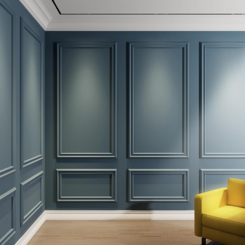 Modern Classic Villa Interior with Polyurethane Wall Molding <h2>Modern Classic Villa Decoration with Polyurethane Wall Moldings</h2><p>The use of <strong>polyurethane</strong> moldings on interior walls combines practicality with refined aesthetics. These moldings are lightweight, durable, and allow for intricate detail, making them ideal for achieving a <strong>modern classic</strong> look. In this villa design, the crisp blue walls are articulated with symmetrical rectangular frames that establish rhythm and proportion while elevating the entire composition.</p><p>The rectangular panels display clear <strong>geometric</strong> balance, aligning with traditional European interiors where framed walls were a hallmark of prestige. Historically, similar designs trace back to French neoclassical salons where mouldings emphasized verticality and harmony. Here, the execution feels updated and simplified, providing elegance without overwhelming excess.</p><p>Lighting plays a crucial role, with subtle beams accentuating the raised contours and creating depth. The sharp contrast created by the vibrant yellow sofa against the muted blue walls exemplifies a careful use of <strong>color contrast</strong> that modernizes the classical language. The white ceiling cornice ties the elements together and reinforces the refined architectural order.</p><p>This design illustrates how detailed <strong>wall paneling</strong>, restrained ornamentation, and balanced tonal choices merge to create interiors that are timeless and versatile. The interplay of <strong>symmetry</strong>, relief, and texture enriches the space while remaining practical and functional.</p>

<p>This interior embodies modern classic villa design with rich blue walls framed by <strong>polyurethane</strong> moldings. Clean rectangular panels create rhythm and visual structure. A vibrant yellow sofa provides striking <strong>color contrast</strong>. Subtle lighting highlights the raised geometric details. The paneling follows symmetrical proportions rooted in tradition. A refined white cornice adds architectural clarity. The design balances classical rhythm with contemporary restraint. <strong>Wall paneling</strong> enriches the space by adding depth and elegance. Smooth matte finishes ensure warmth and refinement. The geometric motifs invite both harmony and balance. Classic inspiration is modernized with minimal excess. The atmosphere feels calm yet dignified. <strong>Symmetry</strong> enhances timelessness within the room. Each detail supports a cohesive composition. The result integrates history with modern sophistication.</p>