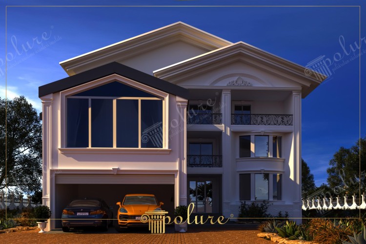 Poliüretan Minimalizm ile Modern ve Klasik Villa Tasarımları <h2>Modern Minimalizm ve Klasik Unsurların Buluşması</h2>
<p>Poliüretan detaylarla zenginleştirilen modern villalar, zamansız klasik estetik ile çağdaş minimalizmi aynı noktada buluşturur. Dış cephede görülen sütunlar ve alınlıklar, antik mimarinin güçlü etkilerini taşırken geniş cam yüzeyler, modern yaşamın şeffaf ve ferah tasarım dilini yansıtır.</p>
<p>Villalarda tercih edilen açık tonlu cephe kaplamaları, doğal ışığın yansımalarıyla birlikte mekana daha derin bir karakter kazandırır. Yapının ön cephesinde kullanılan ferforje balkon korkulukları ise geleneksel bir incelik sunarak modern tasarımı dengeler.</p>
<h2>Fonksiyonel ve Estetik Tasarım</h2>
<p>Geniş garaj girişleri, çağdaş yaşamın fonksiyonel ihtiyaçlarını karşılar. Minimal detaylarla tasarlanan giriş alanları, ev sahibine hem pratiklik hem de estetik bütünlük sağlar.</p>
<ul>
<li>Poliüretan kaplama ile detayların korunması</li>
<li>Ferforje korkuluklarla klasik etki</li>
<li>Modern cam yüzeylerle ferahlık</li>
</ul>
<p>Kısa bir tarihçe bilgisi vermek gerekirse, antik Roma ve Yunan dönemlerinden beri sütun ve alınlıklar villaların ihtişamını gösteren en önemli mimari unsurlar arasında yer almıştır. Günümüzde bu unsurlar, modern malzemeler sayesinde hafif, dayanıklı ve estetik olarak yeniden yorumlanmaktadır.</p>
<p>Sonuç olarak, poliüretan minimalizm ile şekillenen modern villa tasarımları, hem geçmişten esinlenen hem de geleceğe hitap eden bir mimari duruş sergiler.</p>