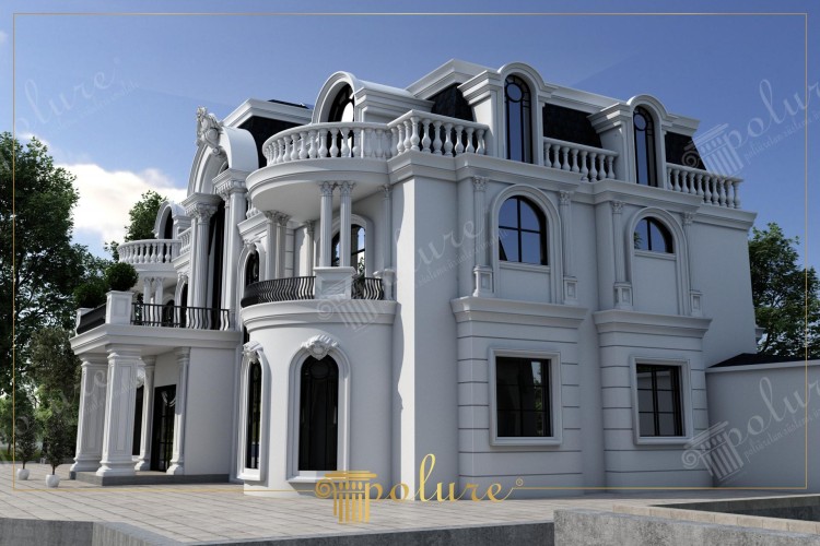 Poliüretan Klasik Villa Dış Cephe Tasarımı ve Dekorasyon Modelleri <h2>Klasik Villaların Dış Cephelerinde Poliüretan Tasarımı</h2>
<p>Klasik villa cephelerinde poliüretan kullanımı, lüks ve ihtişamın aynı anda yansıtılmasını sağlar. Hafif fakat dayanıklı yapısıyla bu malzeme, hem dekoratif sütunlarda hem de pencere ve balkon çerçevelerinde tercih edilir. Özellikle yuvarlak hatlara sahip balkon korkulukları ve detaylı sütun gövdeleri, yapıların görsel değerini artırır.</p>
<p>Mimari tarih boyunca Dorik, İyonik ve Korint sütun düzenleri estetiğin simgesi olmuştur. Günümüzde ise bu tasarımlar poliüretan malzeme ile yeniden yorumlanarak bakım kolaylığıyla birlikte zamansız bir görünüm sunar.</p>
<h2>Dış Cephe Tasarımında Denge ve Görsellik</h2>
<p>Simetrik pencere düzenleri, yuvarlatılmış balkon hatları ve dekoratif süslemeler yapıya klasik kimliğini kazandırır. Kullanılan beyaz ton, ferah ve asil bir görünüm sağlarken doğal ışığın yansımasını güçlendirir.</p>
<ul>
<li>Uzun ömürlü kullanım</li>
<li>Estetik görünüm</li>
<li>Bakım kolaylığı</li>
<li>Görkemli mimari ifade</li>
</ul>
<p>Klasik villa cephelerinde poliüretan çözümler, modern yaşam alanlarını zarafet ve asaletle buluşturur.</p>