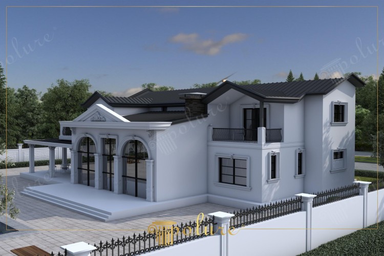 Poliüretan ile Klasik Villa Dış Cephede Lüks ve Zarif Detaylar <h2>Klasik Villa Dış Cephelerinde Poliüretan Estetiği</h2>
<p>Villa dış cephelerinde kullanılan poliüretan detaylar, dayanıklılık ve estetik birleşimini ön plana çıkarır. Beyazla harmanlanan bu görkemli yüzey, büyük kemerli pencereler ve simetrik düzenle göze hitap eder. Giriş cephesindeki sütunlar ve alınlık süslemeleri, klasik mimarinin zamansız zarafetini yansıtır.</p>
<p>Geniş teras alanı ve balkon, cephe düzenine işlevsellik katarken siyah çatının kontrast etkisi güçlü bir mimari denge yaratır. Pencere çevresindeki dekoratif öğeler, gölge ve ışığın oyununu destekleyerek mekâna derinlik kazandırır.</p>
<p>Klasik Yunan ve Roma mimarisinden miras kalan Dorik ve Korint sütun düzenleri, tarih boyunca ihtişam ve otoriteyi simgelemiştir. Günümüzde poliüretan malzeme sayesinde bu tarihsel öğeler hafif, esnek ve uzun ömürlü biçimde uygulanabilmektedir.</p>
<ul>
<li>Dayanıklı ve uzun ömürlü detaylar</li>
<li>Klasik ile modernin zarif birleşimi</li>
<li>Estetik ve işlevsellik dengesine katkı</li>
</ul>
<p>Sonuç olarak, poliüretanla tasarlanan klasik villa dış cepheleri, hem görsel zenginlik hem de pratik avantaj sağlayarak zamansız bir şıklık sunar.</p>