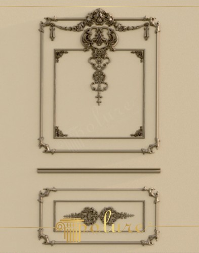 Elegant Polyurethane Panels with Classic Motifs for Interior Decoration <h2>Polyurethane Panels and Classic Interior Elegance</h2><p>Polyurethane decorative panels present a unique way to enhance interiors with a refined balance of tradition and modern appeal. The design features ornamental motifs inspired by <strong>baroque</strong> and <strong>neoclassical</strong> architecture, incorporating delicate scrolls, floral ornaments, and balanced geometric framing.</p><p>The upper panel displays a striking central ornament composed of swirling foliage elements, linked with an elaborate crest-like formation. The border corners are adorned with small motifs that enrich the symmetrical framework. Below, a slimmer rectangular composition integrates elongated floral scrolls meeting at the center, emphasizing a harmonious linear flow. Such <strong>ornamental patterns</strong> provide rhythm and sophistication that elevate any luxury interior project.</p><p>Throughout history, decorative panels similar to these were widely used in 18th-century palaces and grand halls, often crafted in wood or plaster. Today, thanks to the durability and lightness of <strong>polyurethane</strong>, these designs can be integrated seamlessly without structural limitations.</p><p>Ideal applications include wall centerpieces, ceiling highlights, or door embellishments. Their crisp reliefs combined with a neutral backdrop bring timeless opulence while remaining compatible with modern <strong>interior design</strong> concepts.</p>

<p>Polyurethane panels offer timeless refinement through classic geometry and precise relief. The intricate top crest combines floral and scroll elements. Decorative corner motifs add rhythm to the framing. The lower rectangular panel extends harmony through elongated ornaments. This composition creates balance in traditional interiors. Neutral tones enhance ornate detailing through contrast. Polyurethane ensures durability in design execution. Lightweight material allows simple installation for large surfaces. Classic references make rooms appear more refined and welcoming. Historical inspiration derives from baroque and neoclassical interiors. Panels suit formal settings such as lounges and grand halls. They can also accentuate modern spaces with subtle ornamentation. A strong interplay of relief and background adds depth. Such solutions support versatile interior design visions. Ultimately, polyurethane panels merge historical beauty with modern innovation.</p>