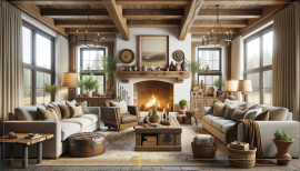 Rustic Living Room with Polyurethane Beams and Log-Inspired Ceiling Design Rustic Elegance with Polyurethane Beams
This rustic living room demonstrates how polyurethane beams and log-inspired ceil
