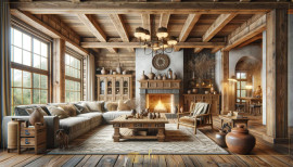 Rustic Classic Living Room with Ornamental Polyurethane Wood Art Rustic Ambience with Polyurethane Wood ArtThis rustic classic living room highlights the beauty of polyurethane finishes 