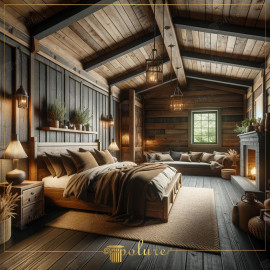Rustic Polyurethane Wood Bedroom with Warm and Natural Design Ideas Rustic Charm Through Wood and Natural ElementsThe bedroom showcases a fusion of rustic style with refined polyurethane wo