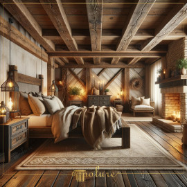 Rustic Bedroom Design with Polyurethane Beams and Classic Details Rustic Charm with Polyurethane BeamsThe use of polyurethane beams in this bedroom achieves the dramatic look of natural w