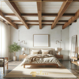 Zamanın Ötesinde Bir Zarafet Poliüretan Ahşap Kirişli Modern Rustik Yatak Odası Bu yatak odası poliüretan ahşap kirişlerin sıcaklığı ile çağdaş mobilyaların sadeliğini bir araya getirerek zamanın ötesinde bir zarafet sunuyor Odanın yüksek tavanlarına entegre edilen kirişler mekanın genişliğini vurgularken doğal renk paleti ve minimalist dekorasyon odanın ferah ve huzurlu bir atmosferini pekiştiriyor Yatak odasının her bir köşesi fonksiyonellik ve estetiği birleştiren düşünceli tasarım kararlarıyla dikkat çekiyor Bu tasarım modern yaşamın karmaşasından sakin bir sığınak arayanlar için ideal bir seçenektir