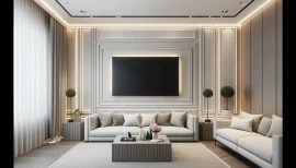 Modern Classic Living Room with Polyurethane Wall Molding and TV Feature Modern Classic Elegance with Polyurethane Wall ProfilesThe living room design integrates polyurethane wall panels with me