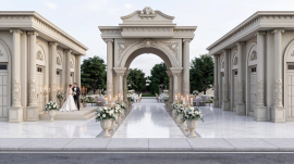 Decorazione esterna classica in poliuretano per sala matrimoni