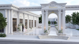 Decorazione classica esterna in poliuretano per salone nuziale