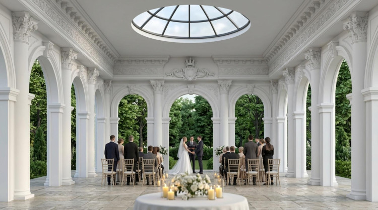 Polure Poliüretan sütunlu açık hava düğün salonu dekorasyonu Polure Poliüretan sütunlu açık hava düğün salonu dekorasyonu projesinde salonun mimari tasarımını 3D olarak modelledik yüksek kaliteli render görsellerini hazırladık ve projede kullanılan tüm poliüretan dekoratif ürünleri kendi tesislerimizde ürettik Tasarım ve üretim sürecini uçtan uca yöneterek estetik dayanıklı ve özel ölçülere uygun çözümler sunduk